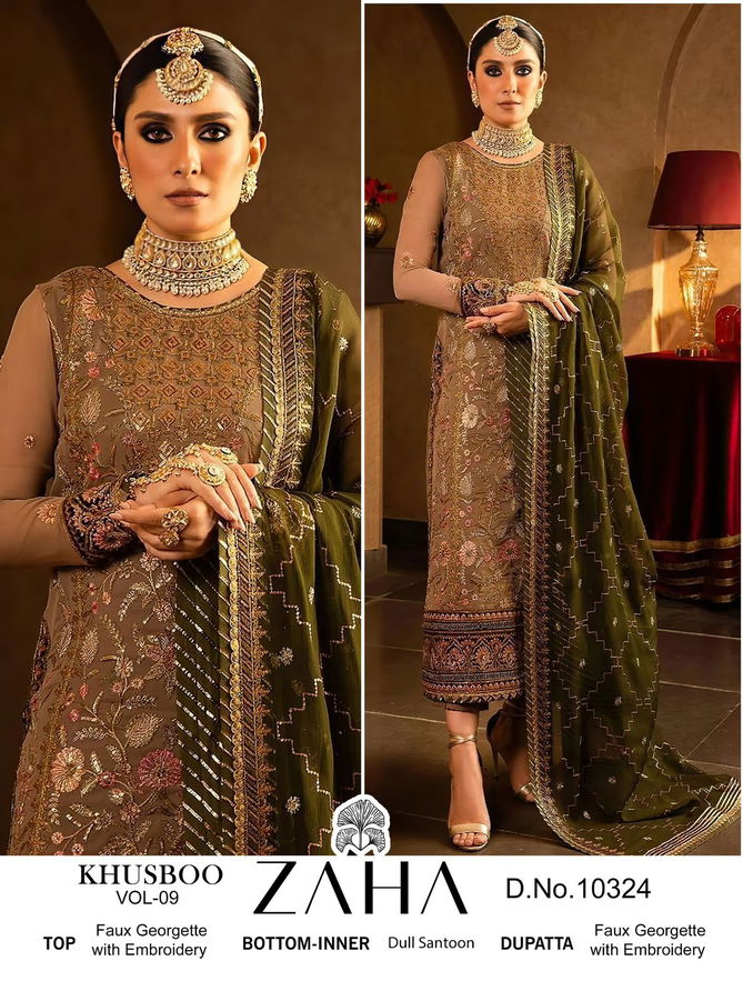 Khusboo Vol 9 By Zaha Georgette Pakistani Suits Wholesale Market In Surat
